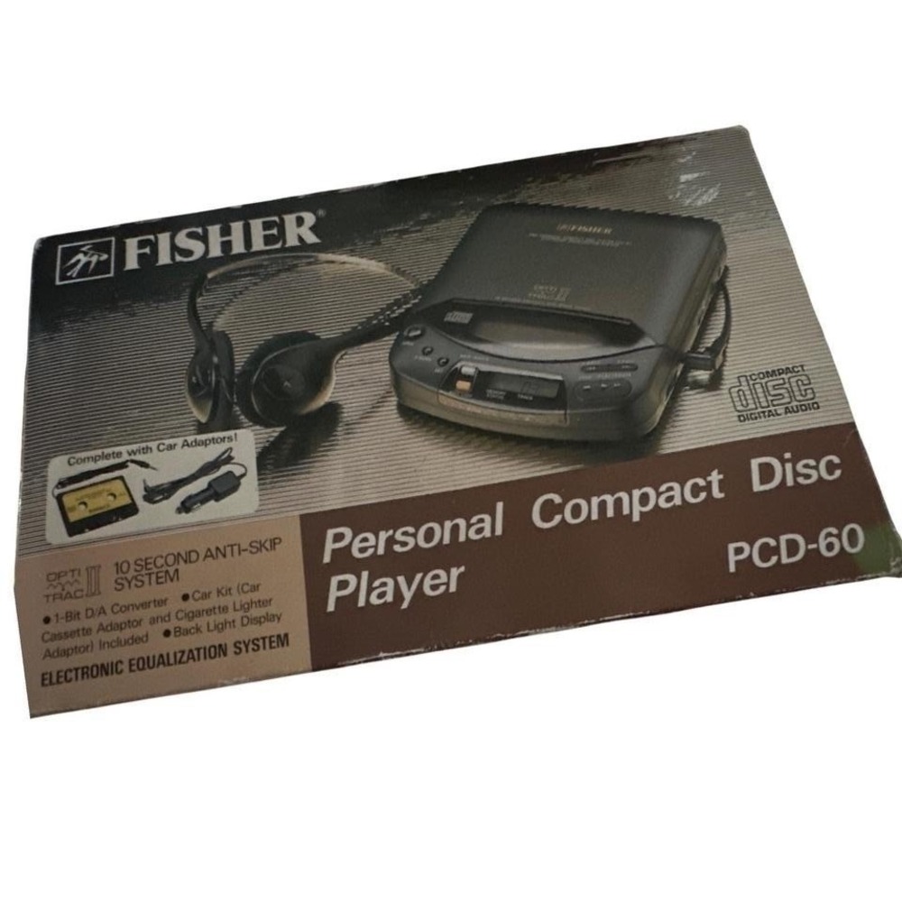 Fisher PCD-60 Personal Compact Disc Player Portable CD Anti-Skip Car Kit Black.